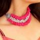 Pink Pom Pom Ghungroo Choker Plus Long Necklace